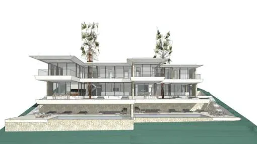 New semi-detached villa with sea views in Font de Sa Cala